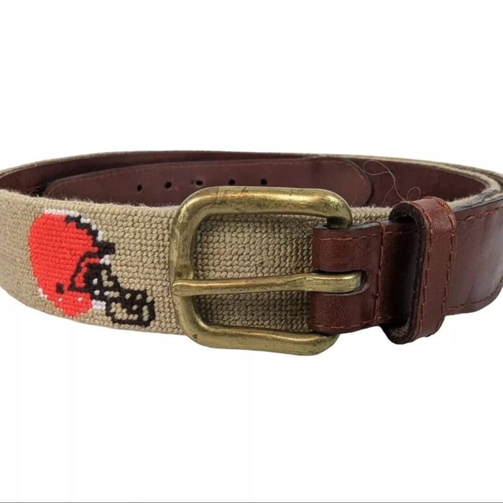 Classic Brown and Tan Men's Belt with Brass Buckle